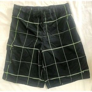 OP Ocean Pacific Mens Board Shorts Swimming Trunks Black Green Size 32-34